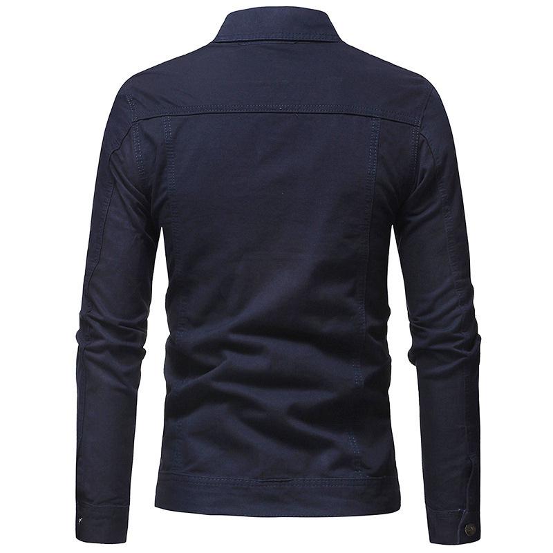 Men's Slim Denim Lapel Jacket - Solid Color, Large Size for Autumn & Winter