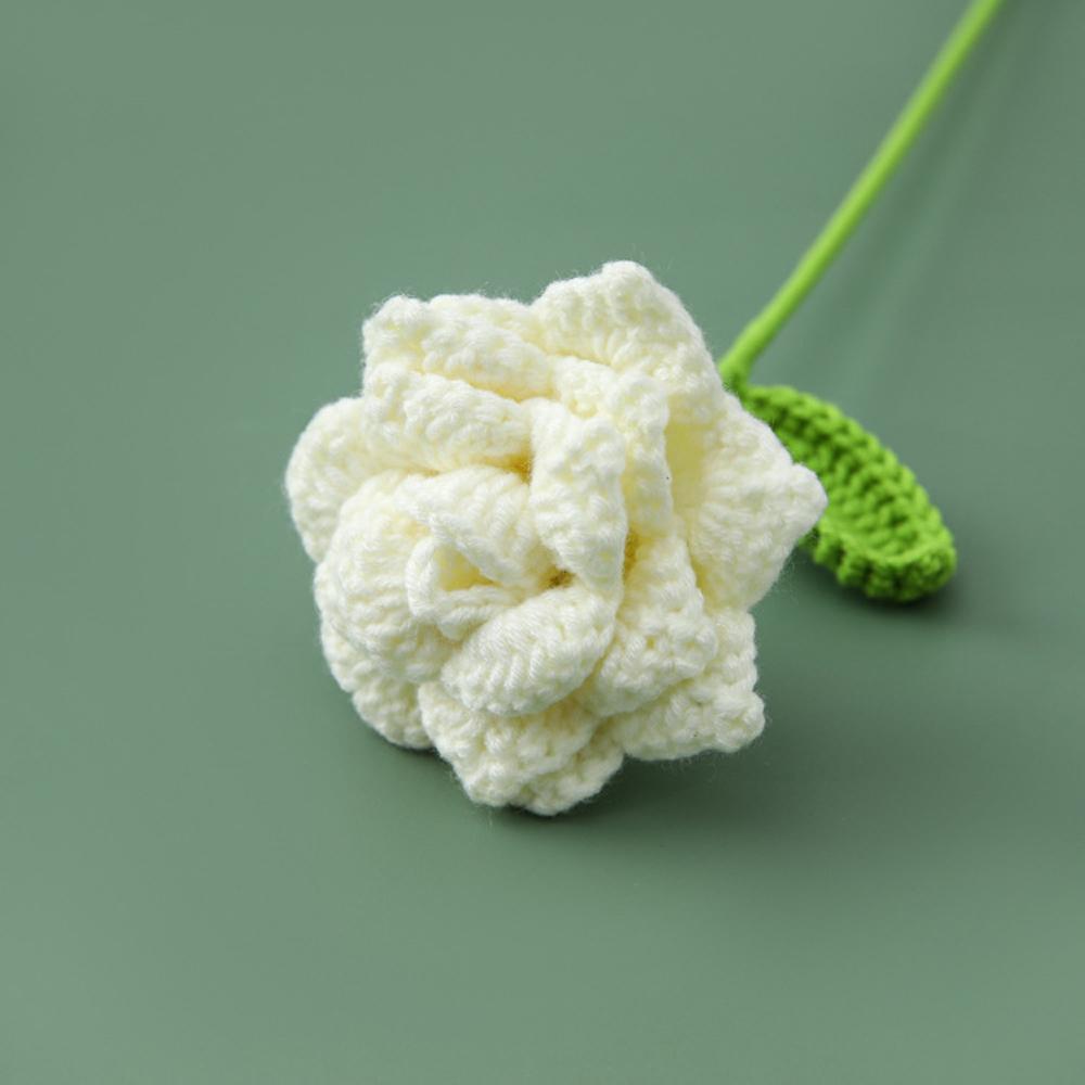 Rose Knitted Flower Creative Crochet Flowers Handwoven Flowers Bouquet Artificial Plant for Wedding Home Party Decor
