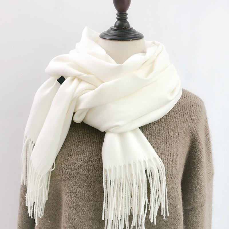 Solid Color Scarf for Women in Winter Korean Style Versatile Student Autumn and Winter Thickened Long Imitation Cashmere Red Men's Scarf Trendy