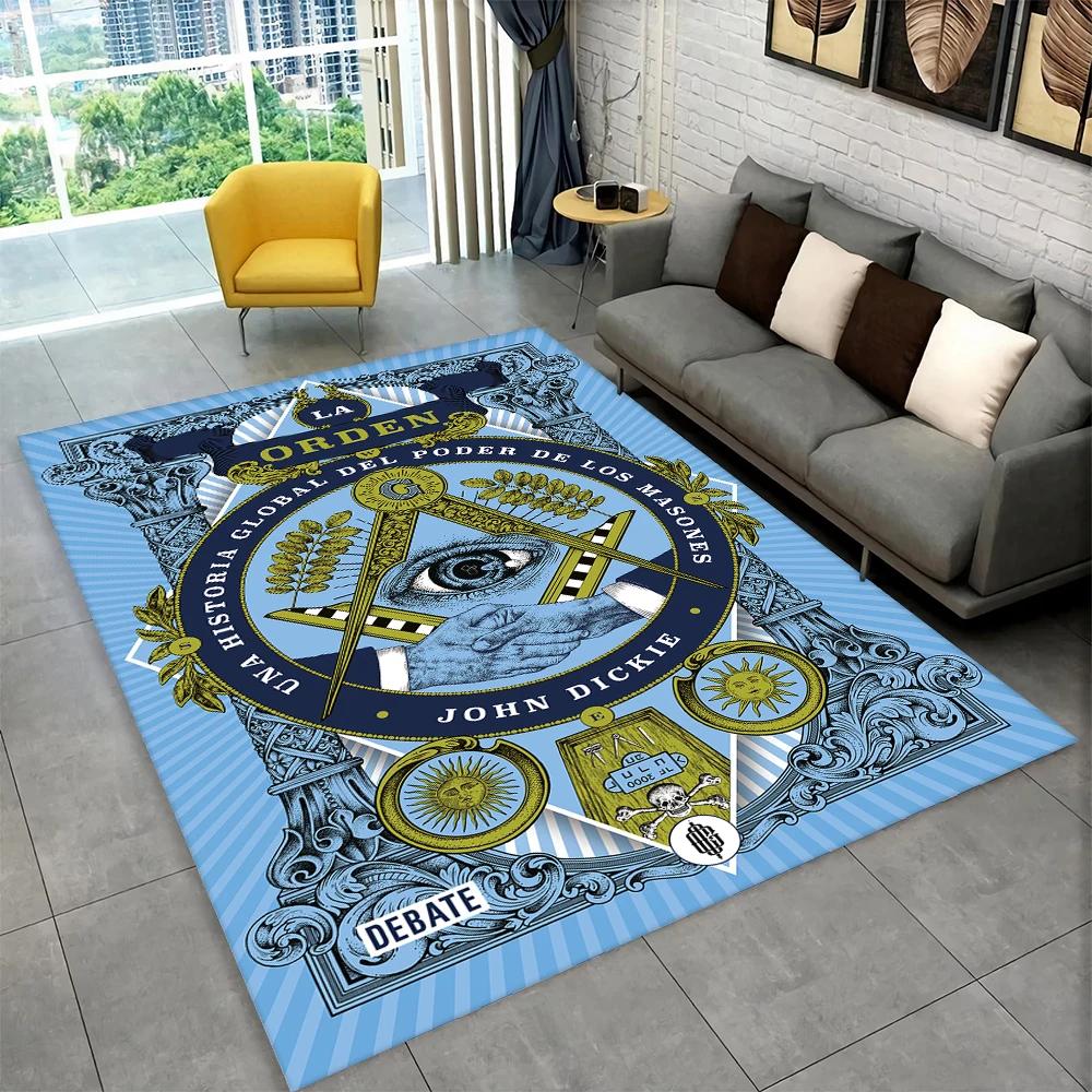 3D Freemason Masonic Illuminati Ring Area Rug,All Seeing Eye Carpet Rug for Living Room Bedroom Doormat Decor,Non-slip Floor Mat