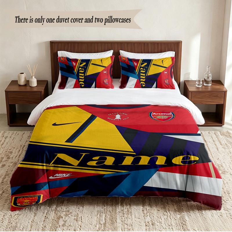Arsenal Personalized Custom Name 3‑Piece Bedding Set Soft Duvet Cover Set For Bedroom Home Decor