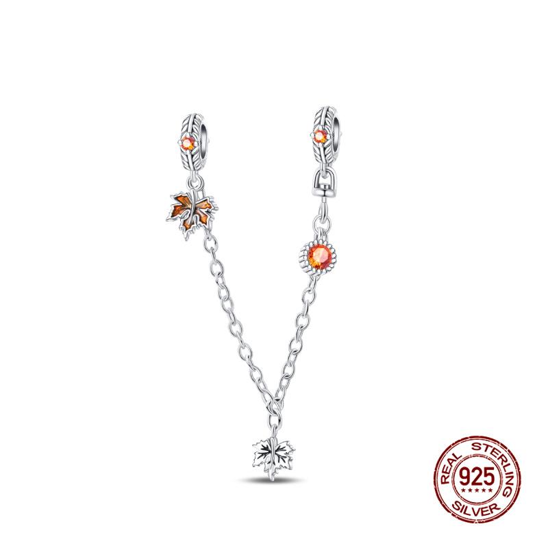 Charms Copper Fits 3Mm Original Bracelet Womens New In Autumn Sunset Maple Leaves Charms Beads Diy Fine Jewelry Gift