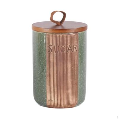 Airtight Food Jar with Wooden Lid, Kitchen Canister for Countertop Display