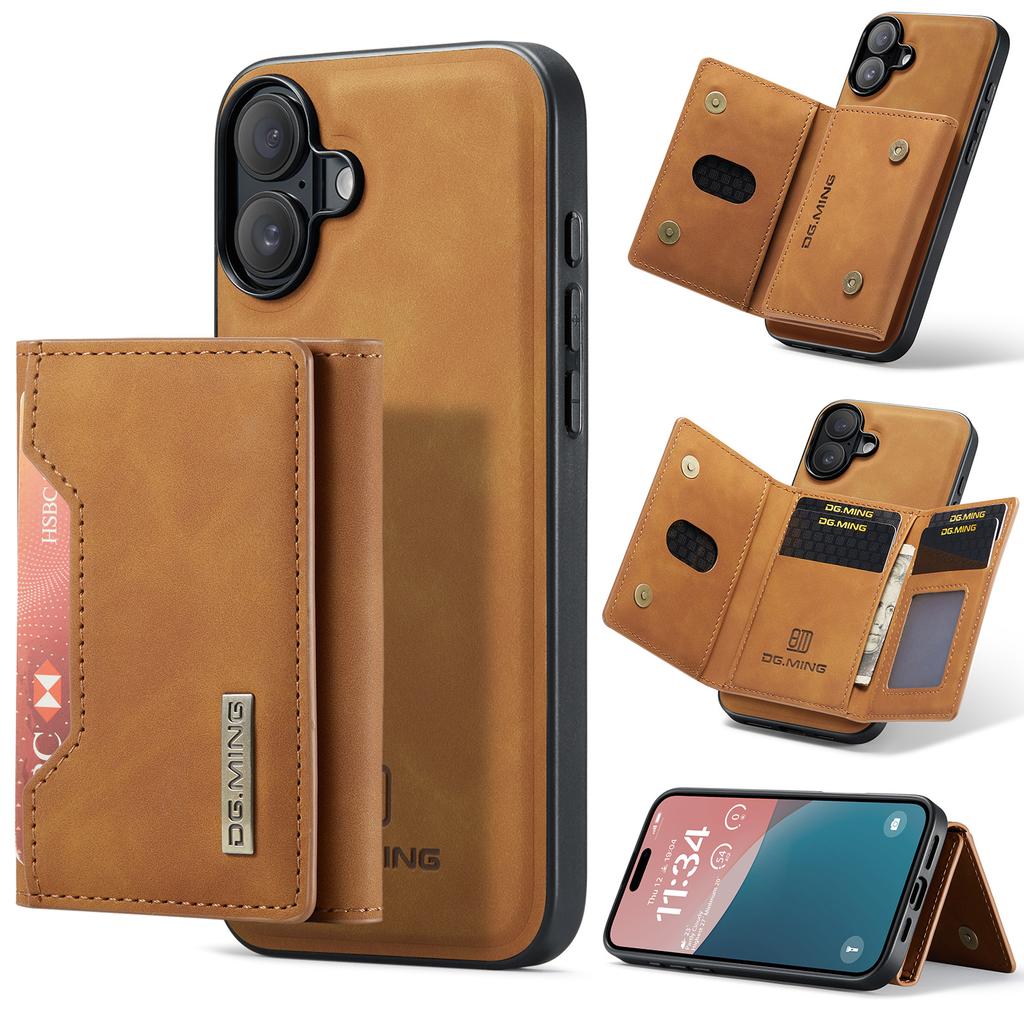 DG.MING M2 Series for iPhone 17 Case PU+PC+TPU Phone Cover Detachable Wallet