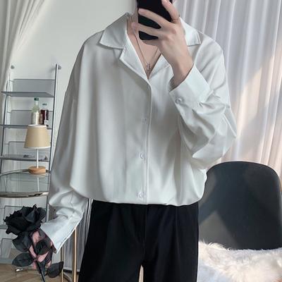 Herren Kubahemd Langarm Button-Down Freizeitshirt Locker geschnitten Einfarbiges Hemd für Arbeit Partys Dates