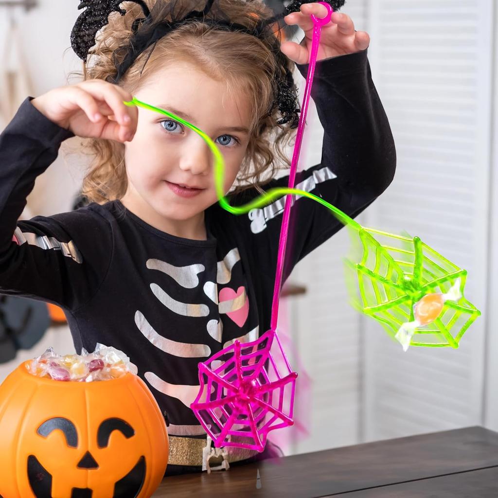 Glow Fever 24Pcs Sticky Spider Web Party Favors Pack, 7.5 inches in Total Length, Halloween Party Favors, Gifts For Birthday, Goodie Bag Classroom