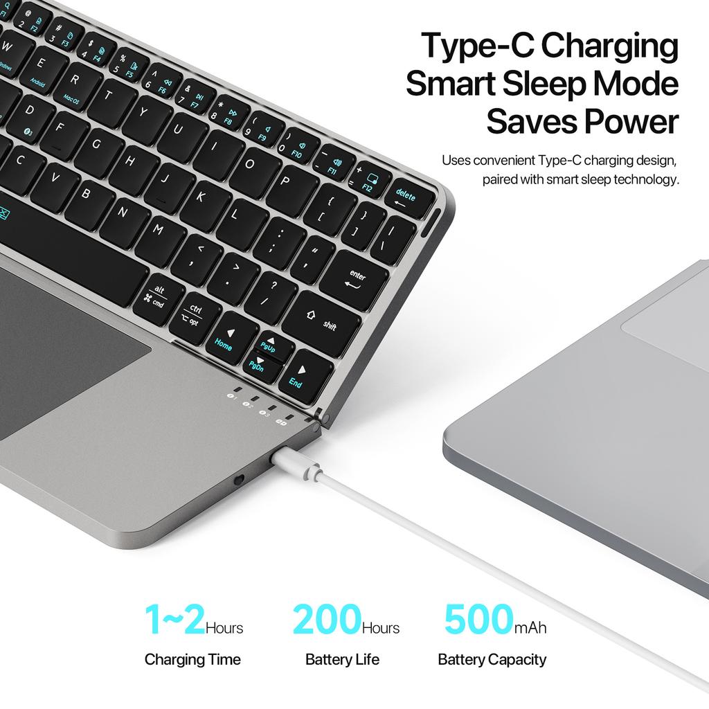 DUX DUCIS Foldable Bluetooth 5.0 Keyboard with Touchpad & Phone Holder For Phones Tablets PC iOS Android Windows Mac