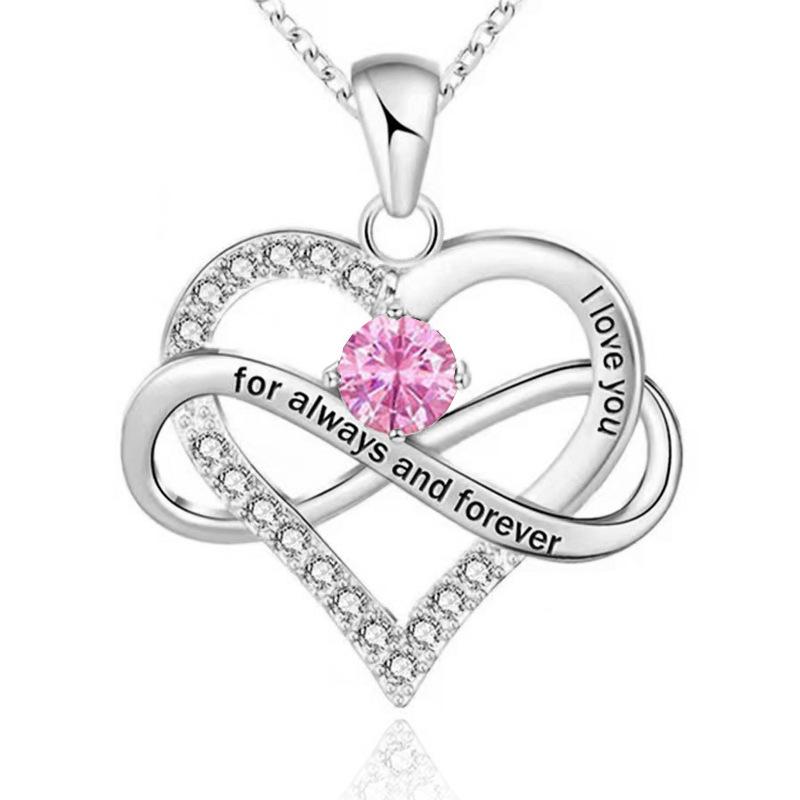Sterlingsilber Zirkon Herz "Ich liebe dich" Halskette - Vielseitiger Modeschmuck