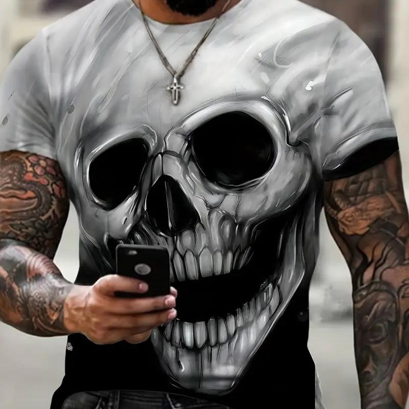New Summer Men's Fashion T-shirt Personality Lion Printed Men's T-shirt Top