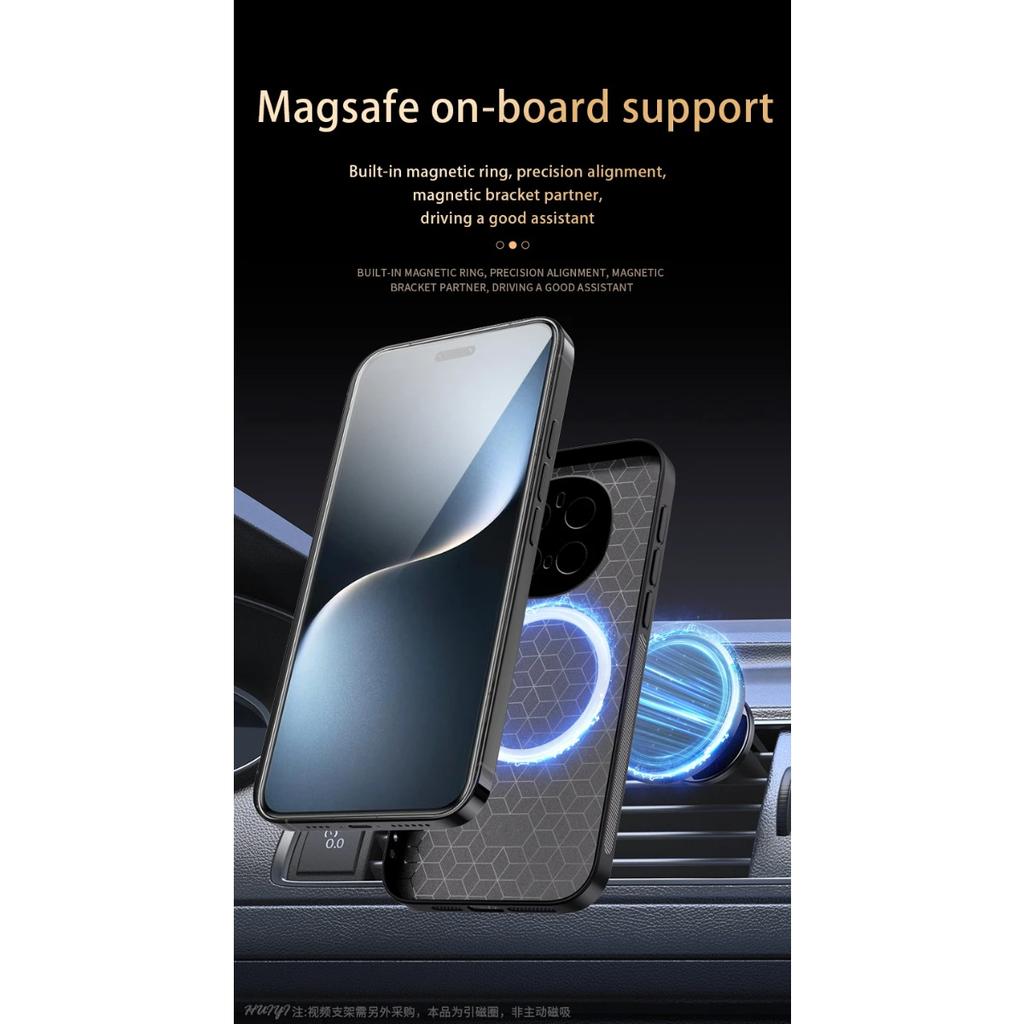 Case for Huawei Honor Magic7 Pro Leather Car Magnetic Holder Wireless Charging Hard Phone Cover HonorMagic7Pro PTP-AN10 PTP-AN00