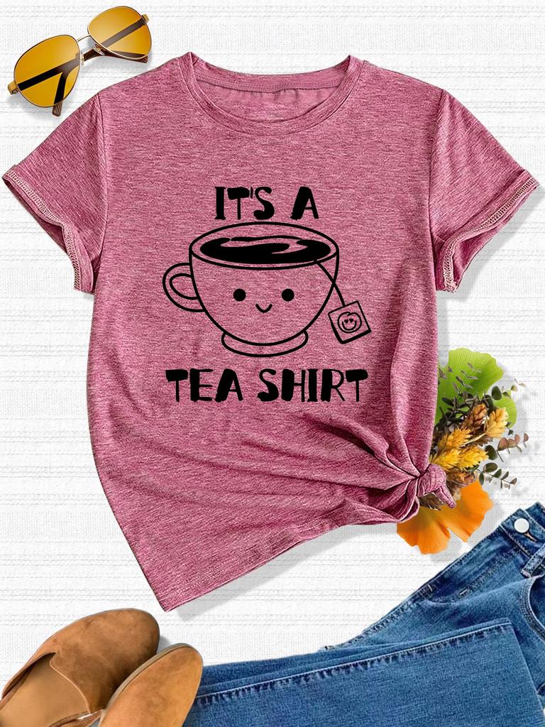 Es ist ein T-Shirt für Damen - Süße Wortspiel-Grafik, Lässiges Lila Oberteil