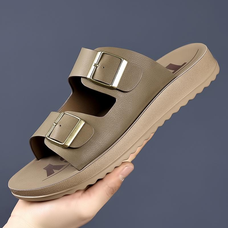 Fashion New Design Men's Sandals Casual Summer Beach Half Drag Outdoor Wear Anti-Slip Slippers Metal Buckle Cool Slides Shoes Flip Flops
