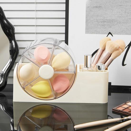 Storage Rack with Clear Windmill Shape Organizer Large Capacity Cosmetics Organizer Dustproof Cosmetic Case for Bathroom Desktop