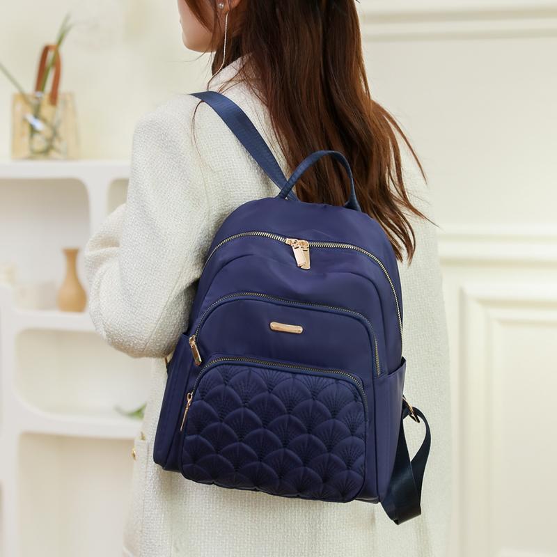 New Fashion Women's Urban Casual Backpack Trend Travel Solid Color Nylon Bag Waterproof Lightweight Female Bag