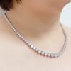 Tennis Necklace Chain Fancy Cut CZ Platinum Plated Collarbone Wedding Jewelry Classic Silver [LAVINA] Women's