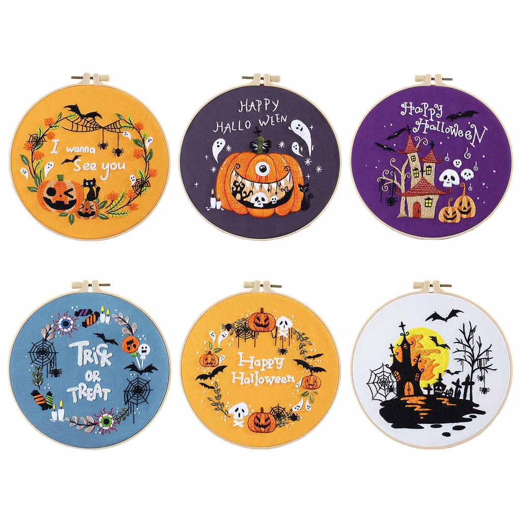 Embroidery Stitches Practice Embroidery Kits for Beginner & Halloween Pattern, Embroidery Starter Kits with Instruction