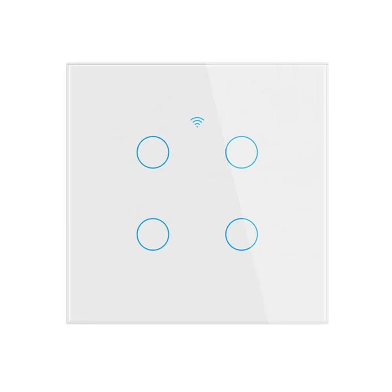 1/2/3/4gang TUYA EU WiFi Smart Touch Switch Neutral Wire/No Neutral Wire Required Wall Touch Switch Work With Alexa Google Home