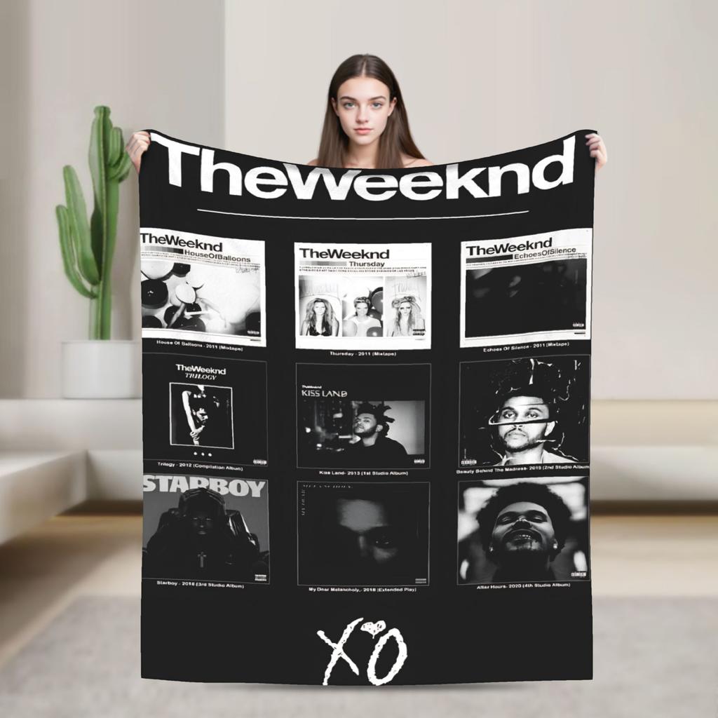 The Weeknds Rapper Singer Flannel Blanket New Album Hurry Up Tomorrow Warm Soft Throw Blanket for Bedspread Sofa Bed Cover