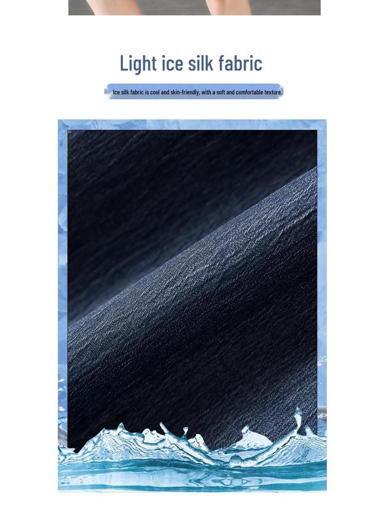 Dámské modré ledové hedvábí rychleschnoucí s vysokým pasem áčkového střihu s elastickým pasem volné ležérní široké nohavice střední délky 2025