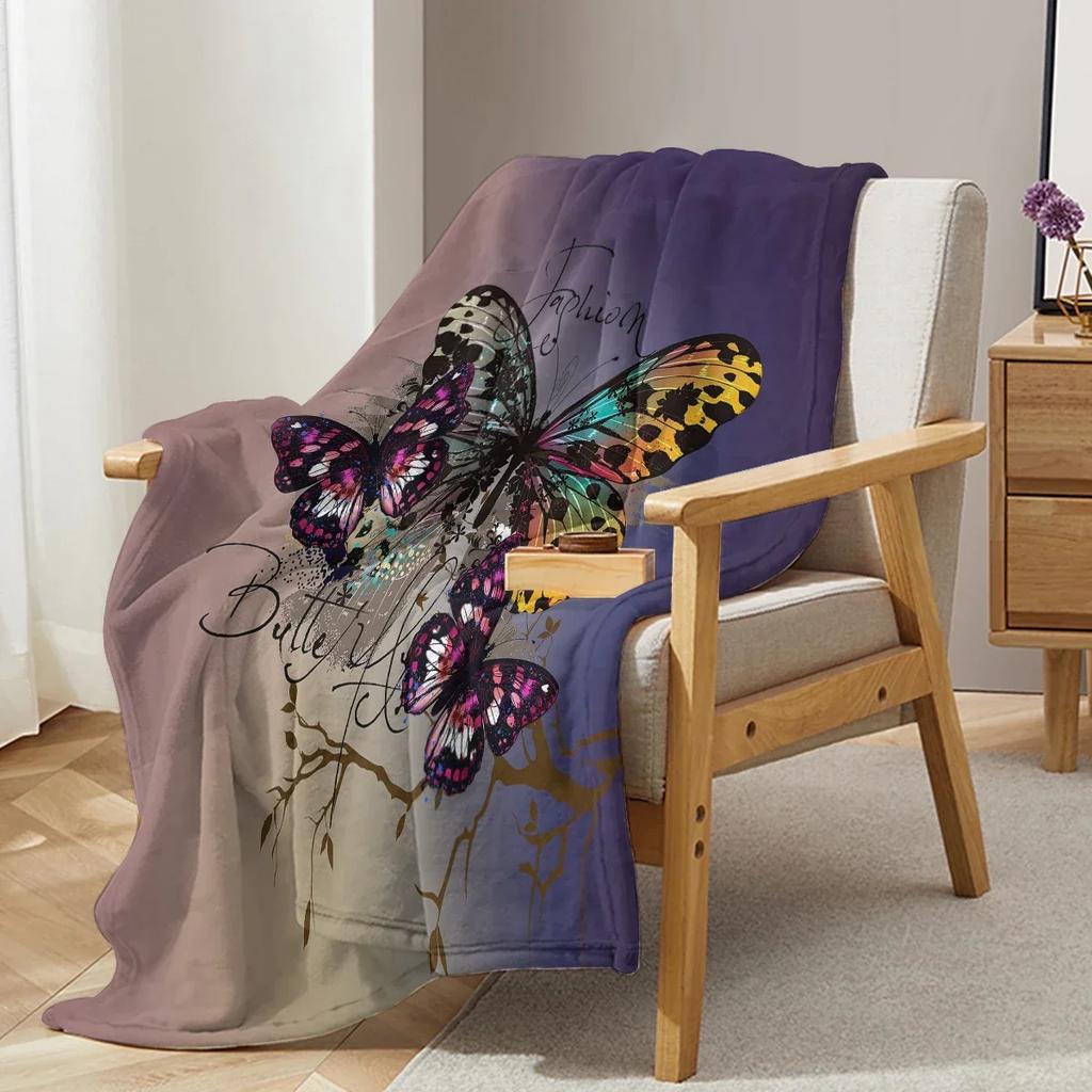 Broken Butterfly Printed Throw Blanket Plush Fluffy Flannel Fleece Blanket Soft Throws for Sofa Couch and Bed