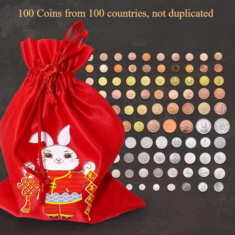 

100 Countries Coin Lucky Bag, 100 Foreign Coins from 100 Countries or Regions, 100 Non Duplicate Coins from 100 Countries
