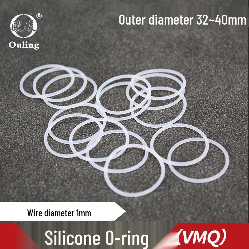 White Silicone O-ring, 32-40mm OD, 1mm Cross-section, Temperature-Resistant, Eco-Friendly, Elastic Rubber Ring OD 32mm x 1mm (5 pcs) White Silicone O-ring