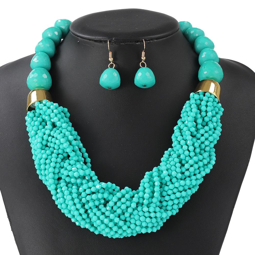 Bohemian Multi-Layer Beaded Necklace Set: Cross Weave & Retro Ethnic Style for Women