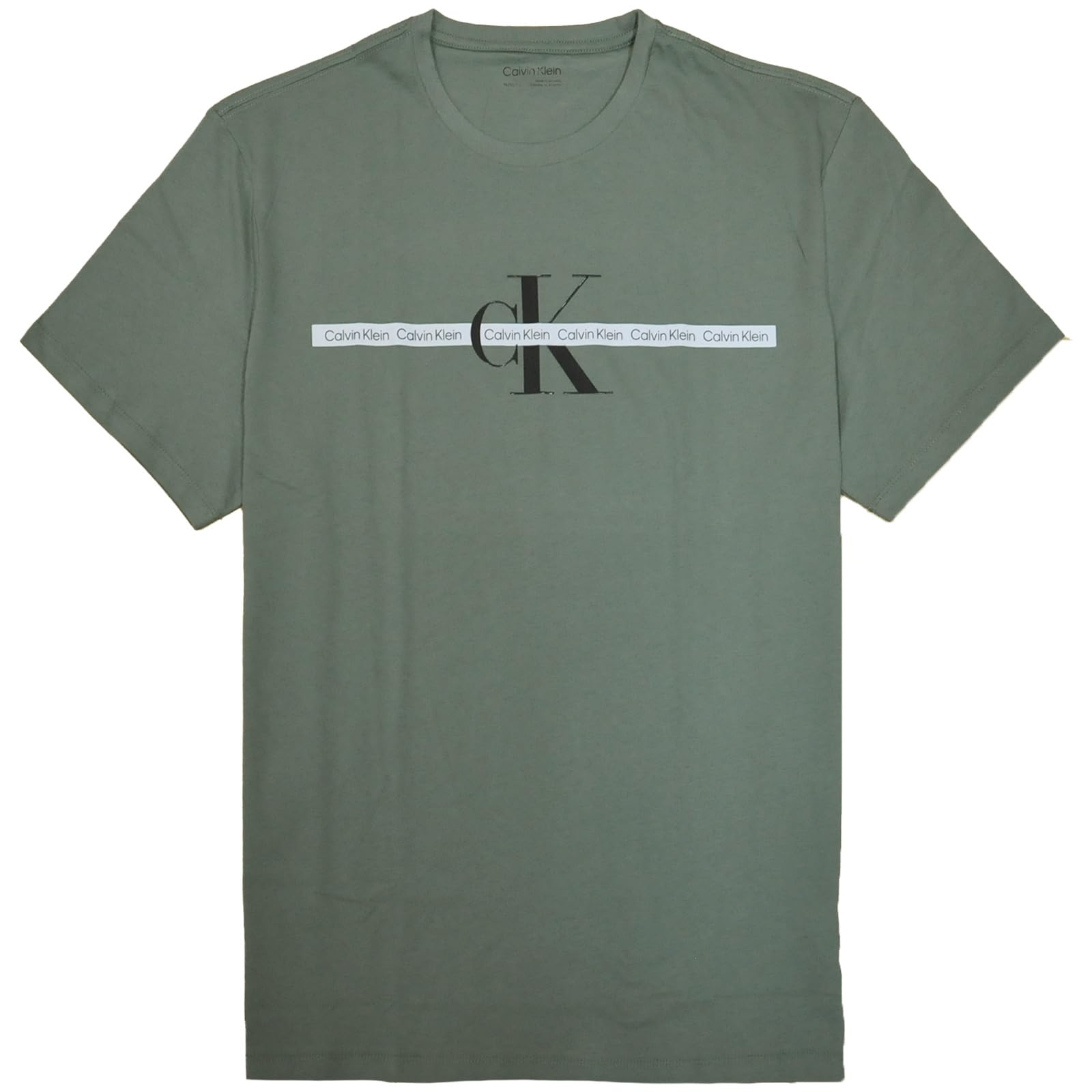 Calvin Klein Crew Neck Short Sleeve with Calvin Klein Size XL [Calvin Klein] Men s T-Shirt Logo, Green, [Used]