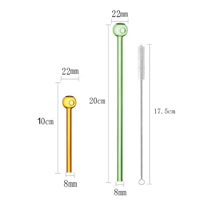 8 Stück Hohle Kugel Glasstrohhalme Saft Milch Hohes Borosilikat Hitzebeständig Runder Kopf Strohhalm Wiederverwendbar