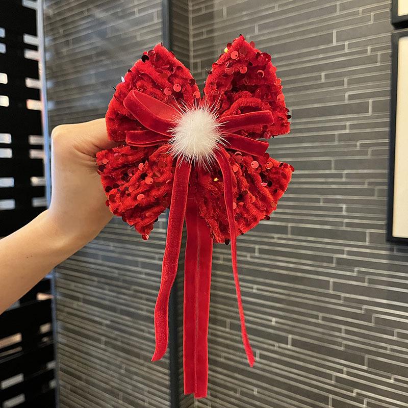 Children's Red Chinese Style Bow Hair Clip - New Year Accessory for Girls