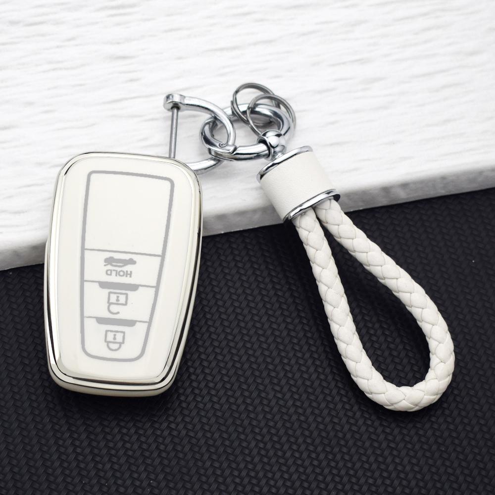 Tpu Car Key Case For Toyota Camry Chr Corolla Rav4 Avalon Land Cruiser Prado Prius 2/3/4 Buttons Key Cover Keychain Accessories
