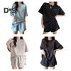 Women's Casual Two-Piece Shorts Set Loose Short Sleeve T-shirts Elastic Waist Shorts Sets with Pockets Summer Lounge Outfit