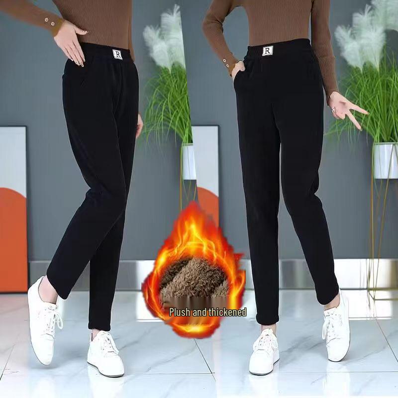 Women's Velvety Thick Chenille Straight Harem Pants - Loose, Large Size, with Pockets In Autumn/Winter Corduroy.