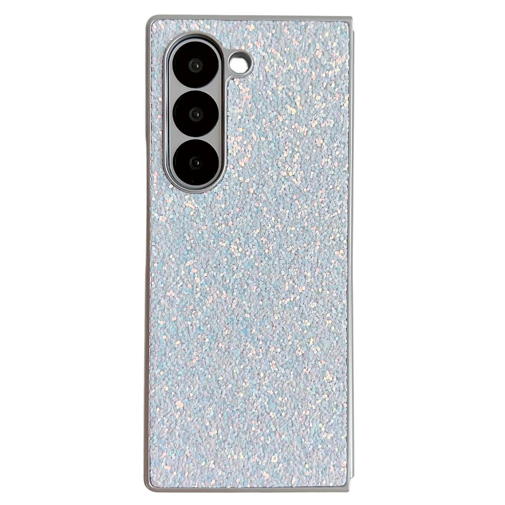 For Samsung Galaxy Z Fold6 5G Case Rubberized Silver Edge Phantom Glitter Hard PC Phone Cover