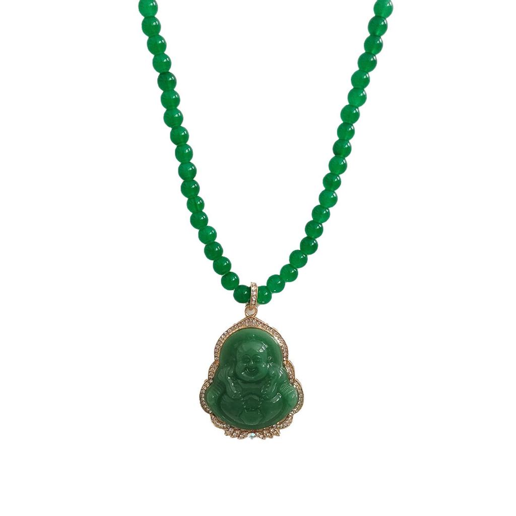 Retro Green Beaded Long Necklace: High-End Chinese Style Fall/Winter Sweater Chain