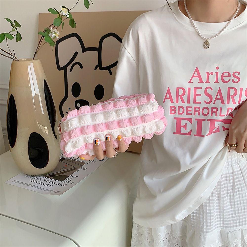 

Large Capacity Cloud Pencil Case Color Contrast Toiletry Bag Creamy Pen Bag Student Gift