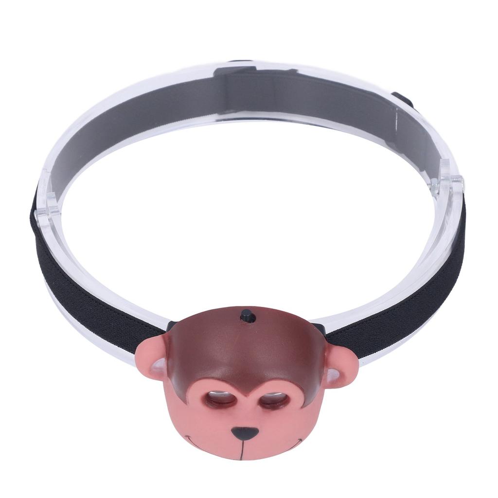 Kids Headlamp Monkey Appearance 2 Lighting Modes Battery Powered Lightweight Plastic LED Headlight for Outdoor Sports
