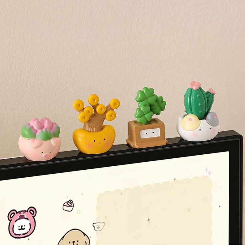 Creative Lucky Potted Car Ornaments For Workers Cute Decorations For Office Computer Desktops