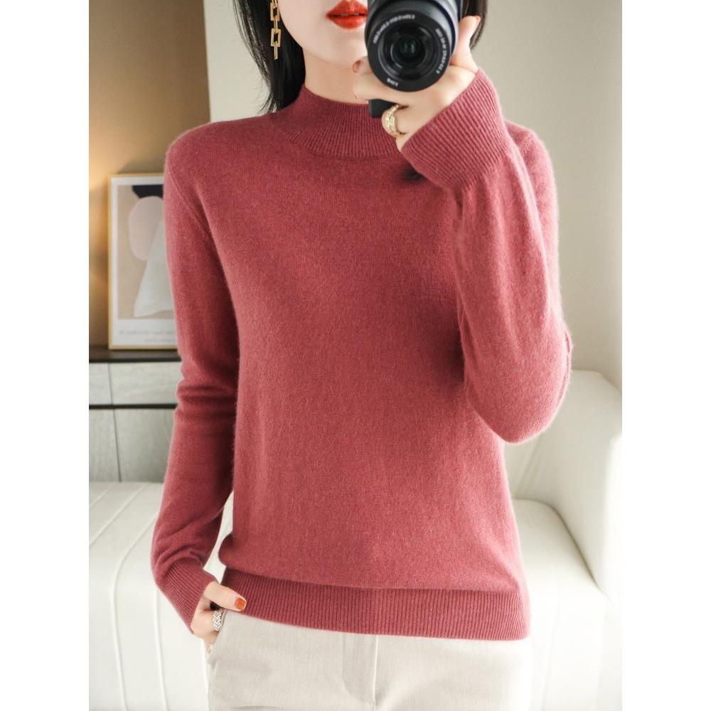 Maglione in lana merino e cashmere Maglione lavorato a maglia da donna Dolcevita Pullover a maniche lunghe Abbigliamento autunno inverno Maglioni caldi