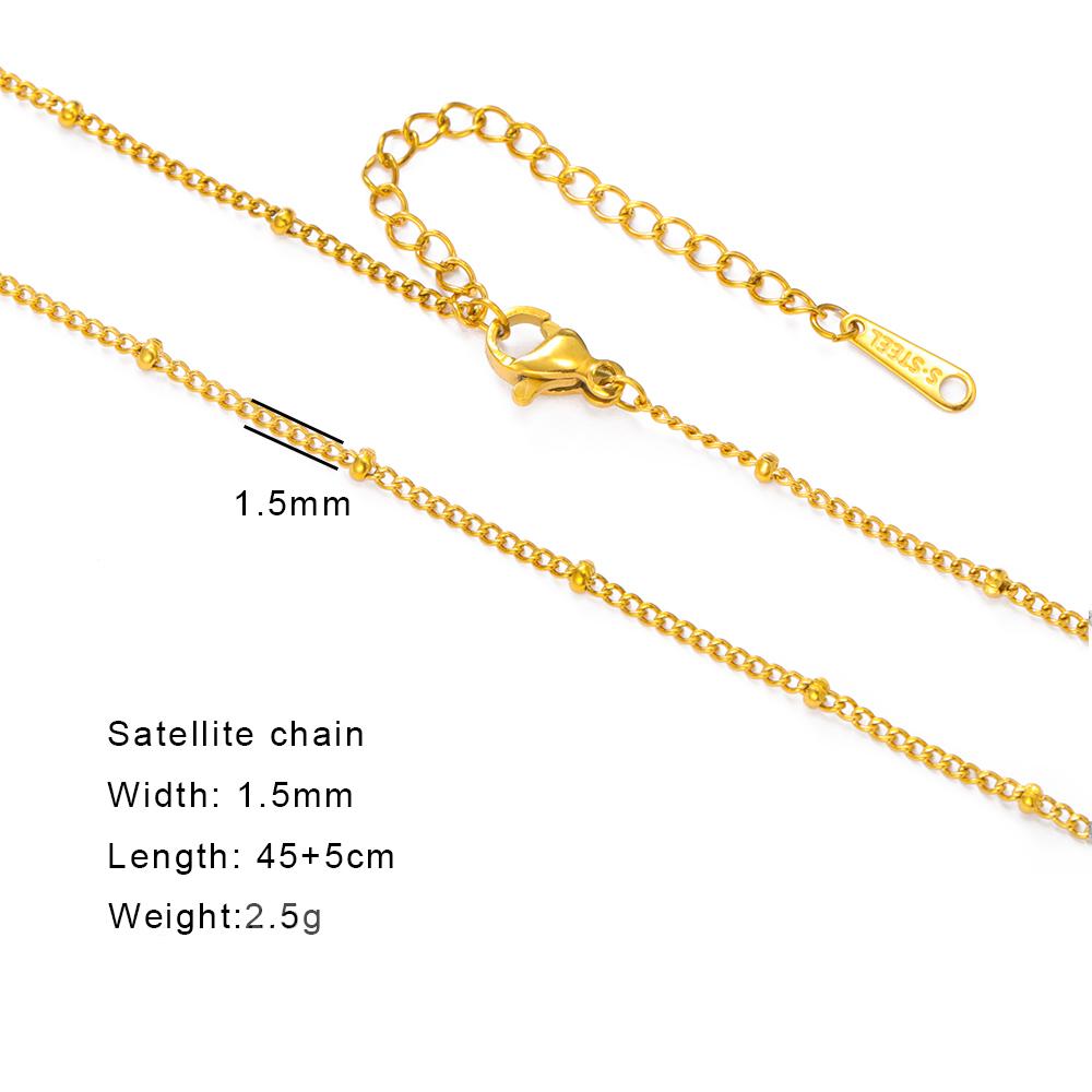 5pcs/lot 1.5mm Satellite Chain Necklaces for Women Stainless Steel Gold Minimalist Beaded Necklace Jewelry
