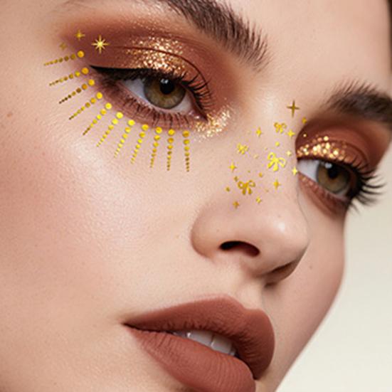 Temporary Tattoos Stickers, The Corner of The Eye Tattoos with Heart Star Pattern, Temporary Body Art Stickers for Adults Kids Party Use