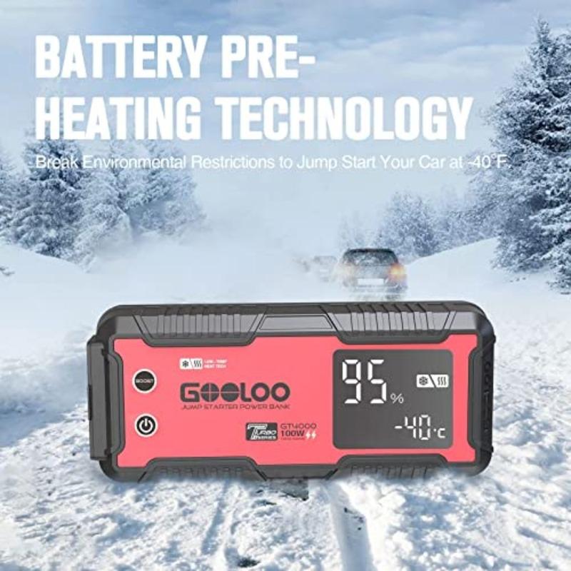 GT4000 Arctic Jump Starter with -40℉ Pre-Heating Tech for Cold-Start4000A 100W Two-Way Fast-Charging 12V SuperSafe Portable Bat