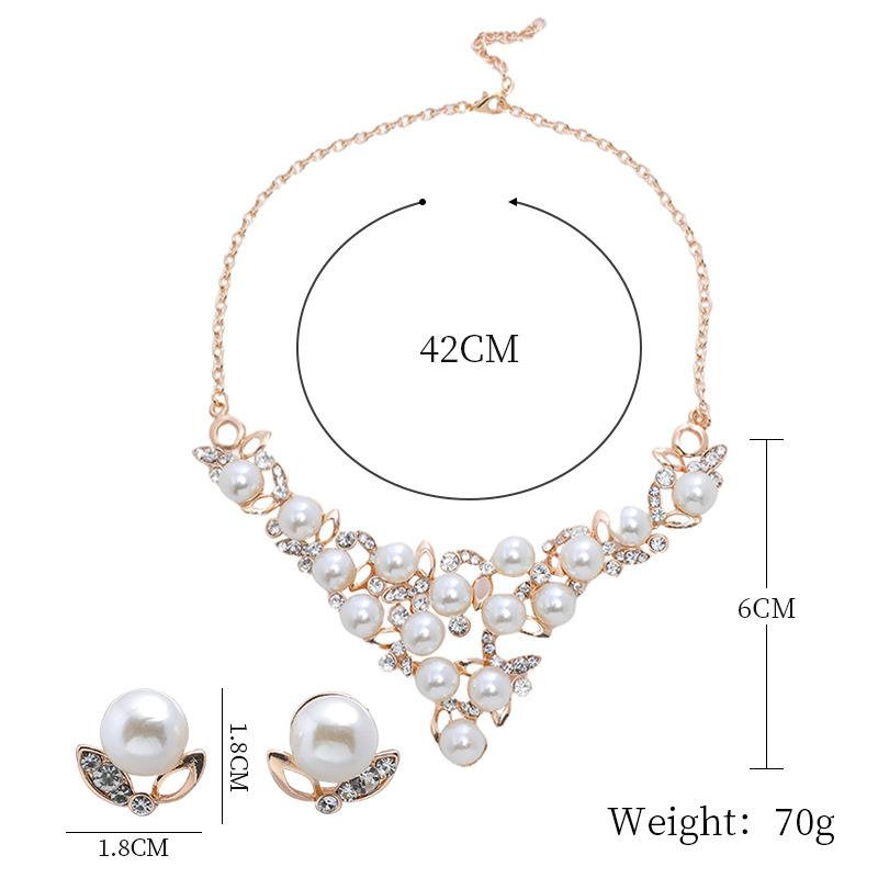 Pearl Necklace Earrings Set Women'S Light Luxury Niche Medieval Collarbone Chain Atmospheric Bridal Wedding Dress