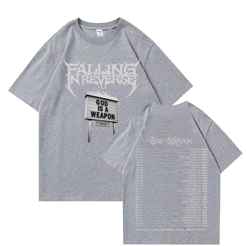 Falling in Reverse God Is A Weapon Tour Trička 2025 Módní Krátký Rukáv Bavlna Letní Trička Hip Hop Pánské Oblečení Unisex Tričko