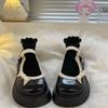 Fashion With Bow Women's Shoes Medium Heels Platform Japanese Style Lolita Round Toe Ladies Pumps Gothic Mary Jane Chic Point Shoe 39
