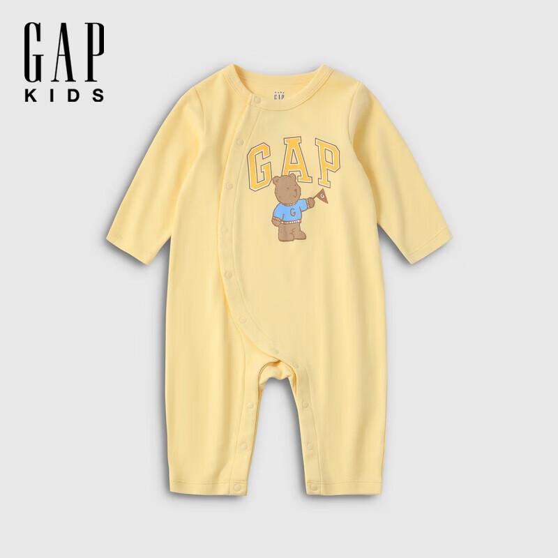 Gap Baby Logo Bear Print Long Sleeve Romper 66/44