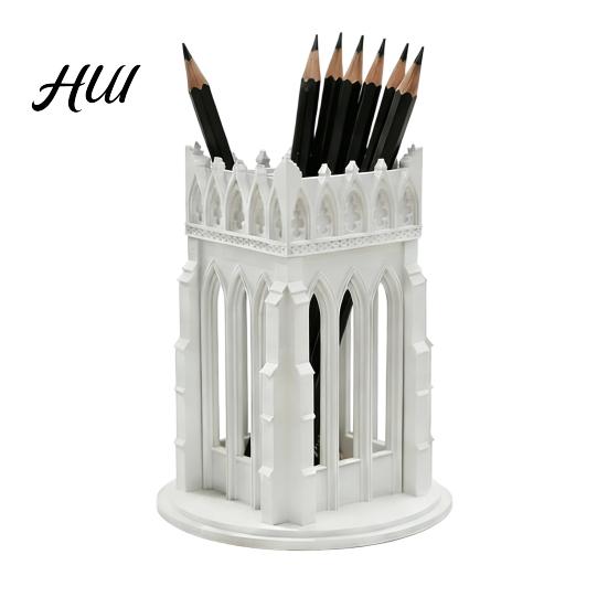 Makeup Brush Holder for Vanity Gothic Pen Holder, Cathedral Style 3D Printed Desk Organizer, Storage Cup Brushes, Pencils, Accessories Home