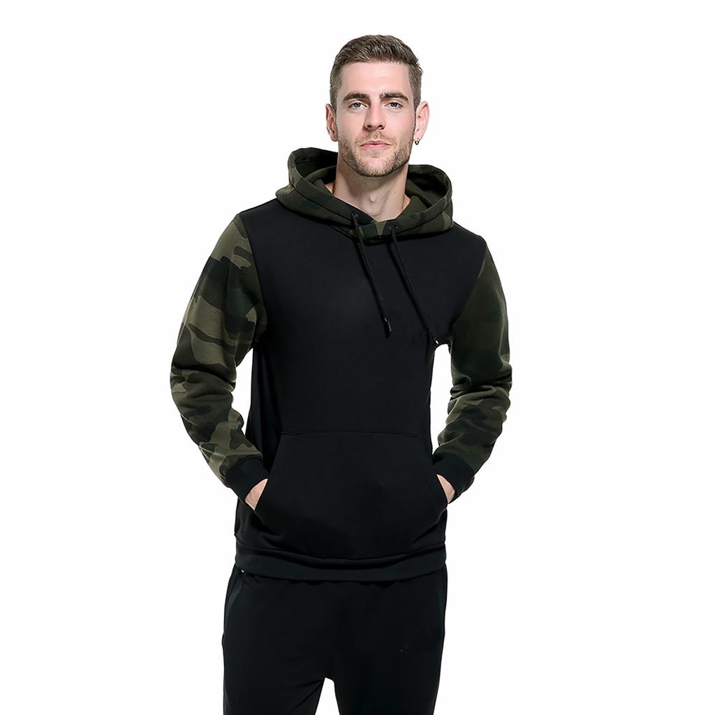 Man's Hoodie Sweatshirts Camouflage Long-sleeves Hooded Tops Drawstring Tight