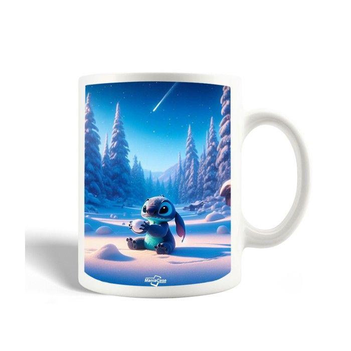 Keramiktasse - MANIACASE - Niedlicher Stitch Sternenhimmel 3D - weiß - 30 cl - mikrowellen- und spülmaschinenfest