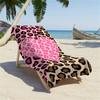 1pz Asciugamano da Spiaggia in Microfibra, Stampa Leopardata Rosa con Cuori, Materiale Ultra-Morbido, Leggero e Assorbente, Ideale per lo Yoga